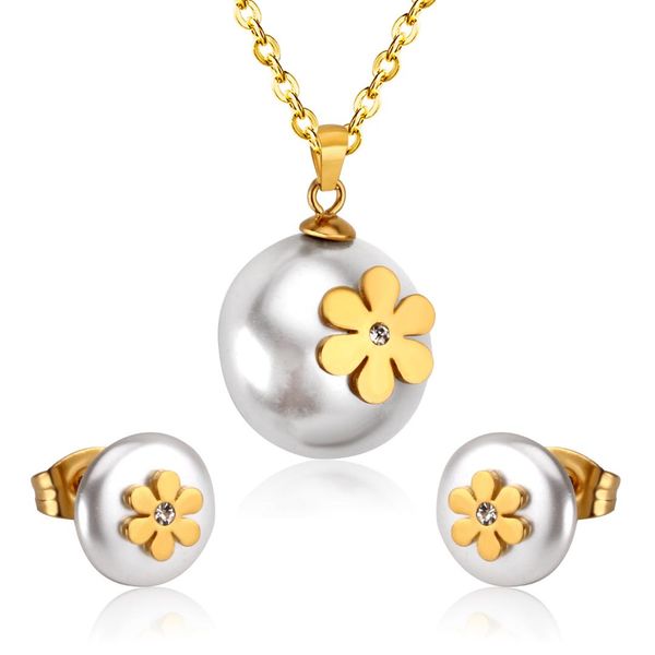 

brand new pearl jewelry set with flower stainless steel sets,good quality, Silver