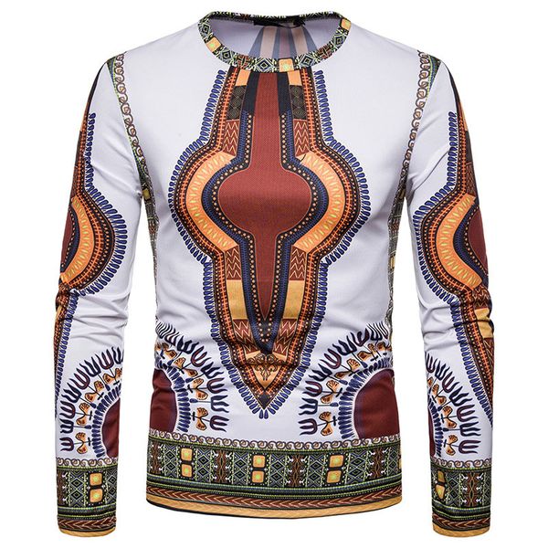 

3d african dashiki t shirt men 2018 brand new tribal ethnic tee shirt homme slim fit long sleeve tshirt male camisetas hombre, White;black