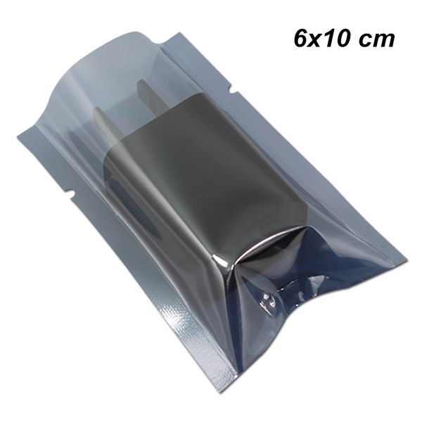 6x10 cm Open Top Poli Poliéster Anti-Estático de Vácuo de Calor Sealable Bag para Cabos USB Vacuum Heat Seal Hard Disk Carregador De Armazenamento Bolsa Poly Pack
