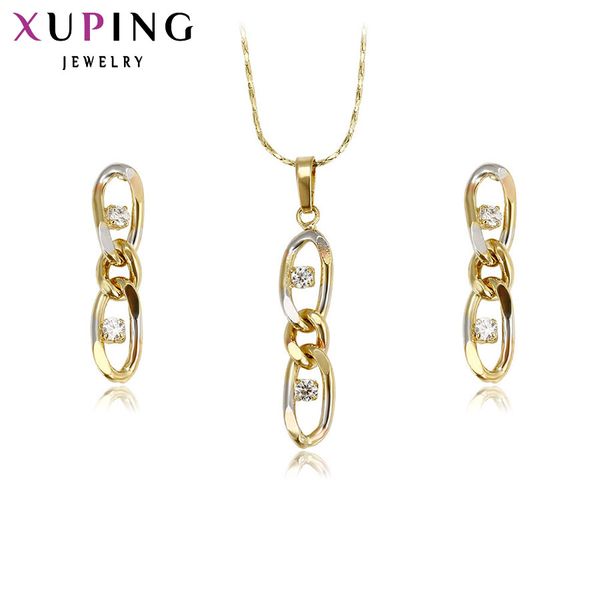 

whole sale11.11 xuping fashion sets 2017 new arrival luxury style jewelry sets multi-color plated synthetic cz women party promotion 63371, Slivery;golden