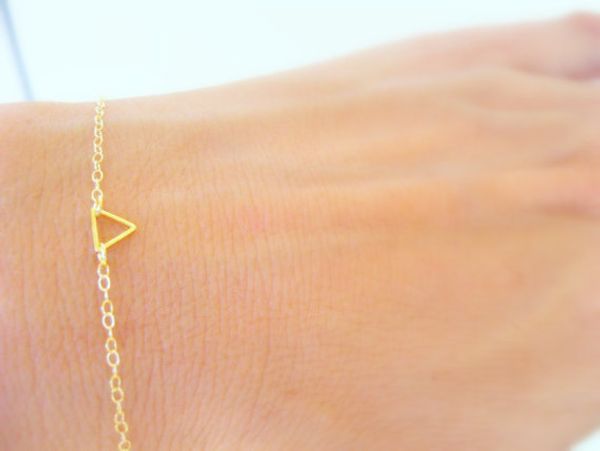 

12pcs small triangle chain geometric polygon hollow three-sided bracelet simple female lucky woman mother men's family gifts jewelry, Black