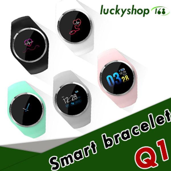 

q1 color screen sensor smart watch wristband blood pressure heart rate monitor fitness tracker men women smartwatch bracelet 10pcs dhl