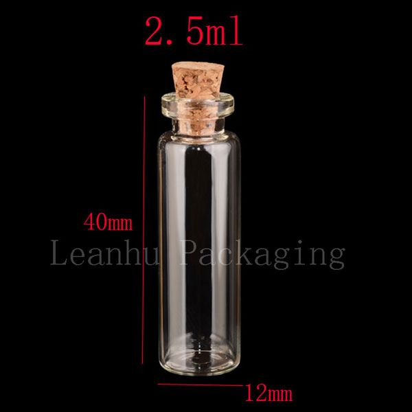2,5-ml-Mini-Korkglasflaschen mit Korken aus Holz, Großhandel-Korkglasfläschchen, durchsichtige ätherische Öl-Dekorflasche (Ø 12 mm)