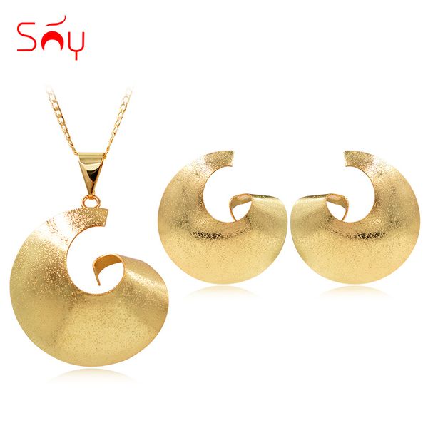 

sunny jewelry statement luxury fashion jewelry set earrings pendant necklace women's geometric water drop for party wedding gift, Silver
