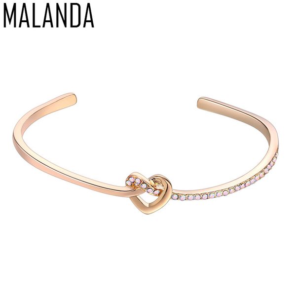 

malanda new fashion zircon heart shape bracelet crystals from bracelets bangles for women wedding party jewelry gift, Black