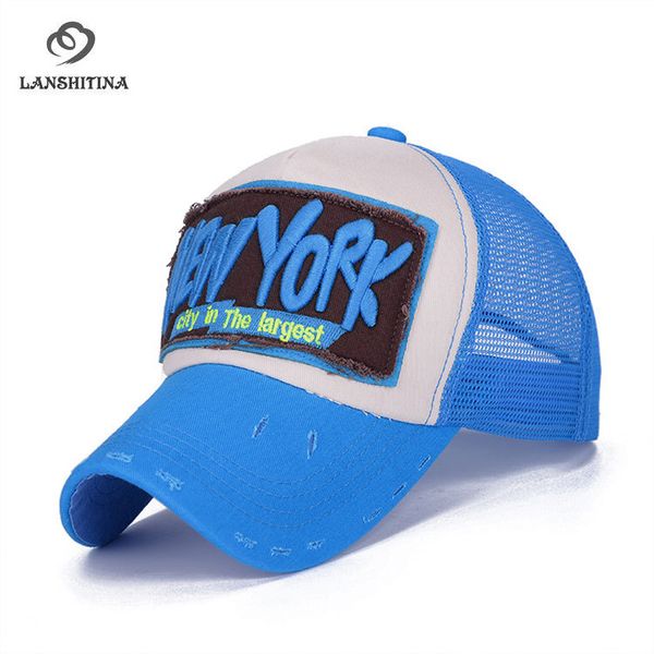 

summer men women net cap embroidery newyork baseball caps casquette snapback gorras sunhat breathable sport run hat for unisex, Blue;gray