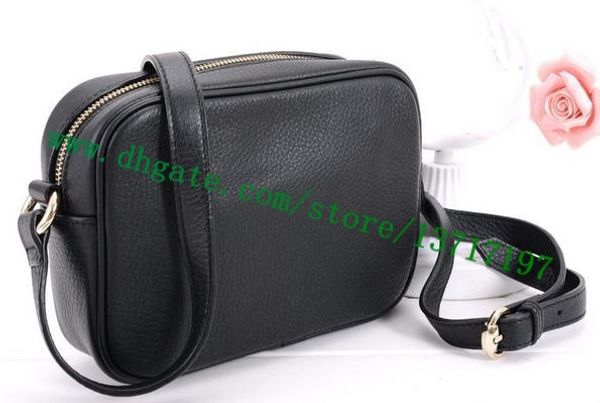 

grade solid color grained calfskin lady handbag soho small leather disco bag women messenger shoulder bag style 308364 a7m0g 1000 black