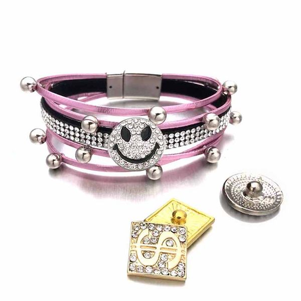 

кристалл magnent 314 стразы бархат действительно кожа fit 18 мм оснастки кнопка ювелирные изделия браслет для женщин подростков подарок 20 с, Golden;silver