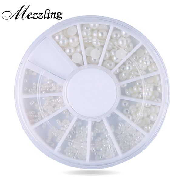 

mix 4sizes white natural 3d pearl nail art, flatback rhinestone nail beads wheel,diy phone manicure beauty decoration tools, Silver;gold