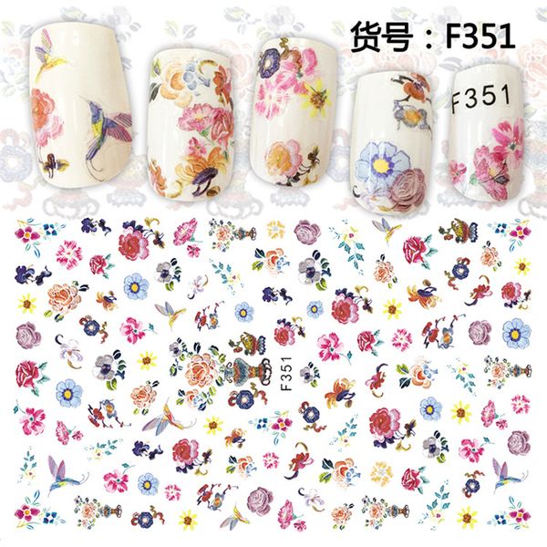 

5 sheets flower style adhesive decals nail art decorations stickers acrylic nail accessories beauty tools f351-355, Black