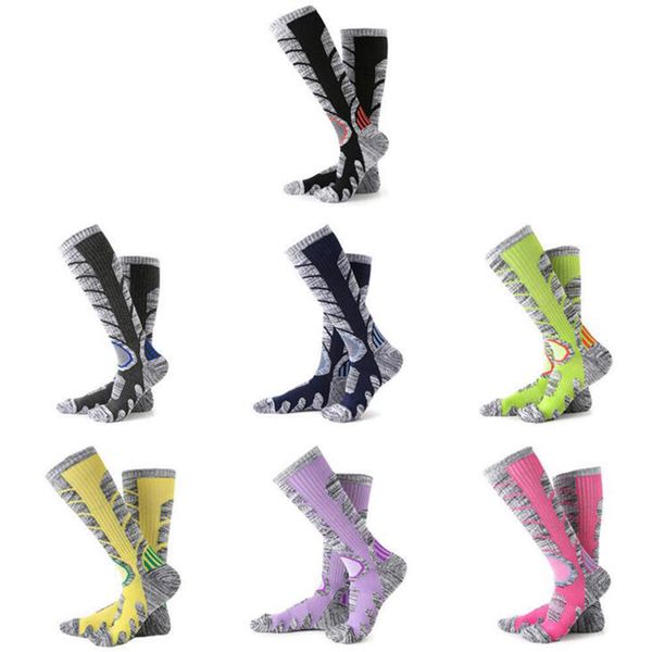 

2017 winter warm men women thermal ski socks thick cotton sports snowboard cycling skiing soccer socks long socks, Black