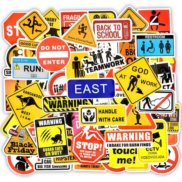 

100 PCS Waterproof Wall Sign Stickers Warning Reminder Toy for Kids Home Decor DIY Laptop Mug Skateboard Luggage Bike Motorcycle Car Gifts