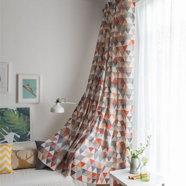 2019 Ful Print Line Cotton Blinds Shading Window Curtains High