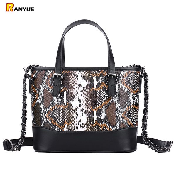 

unique serpentine pu leather bags women handbag chain straps tote crossbody women shoulder bags small handbags snake bolsa mujer