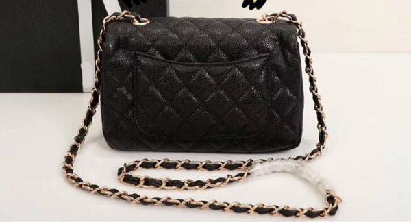 

5A Quality Classic Women's Black Caviar Woc Clutches Crossbody Bag 33814 Lambskin Qulited Mini Flap Shoulder Bag 21cm Factory Outlet