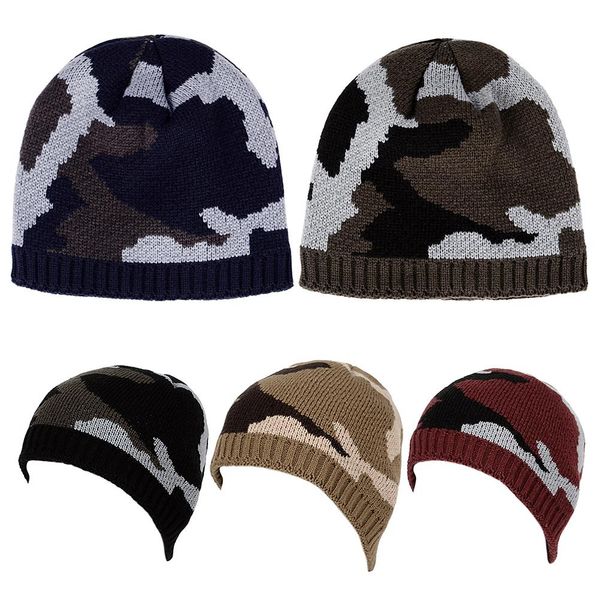 

thicken fleece lining army camouflage hat for men hunting winter hat warm knit camo ski hiking caps winter climbing fishing, Black;white