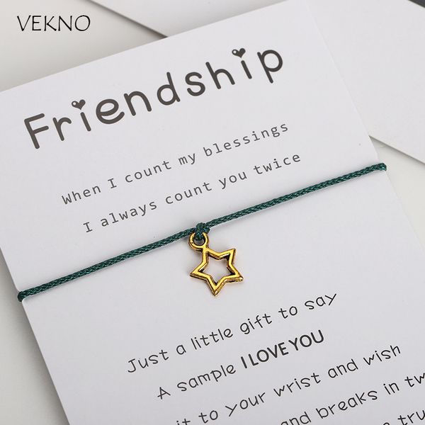 

vekno 10 color lucky star bracelet antique gold adjustable rope charm red string bracelet friendship jewelry gifts for mom women, Golden;silver