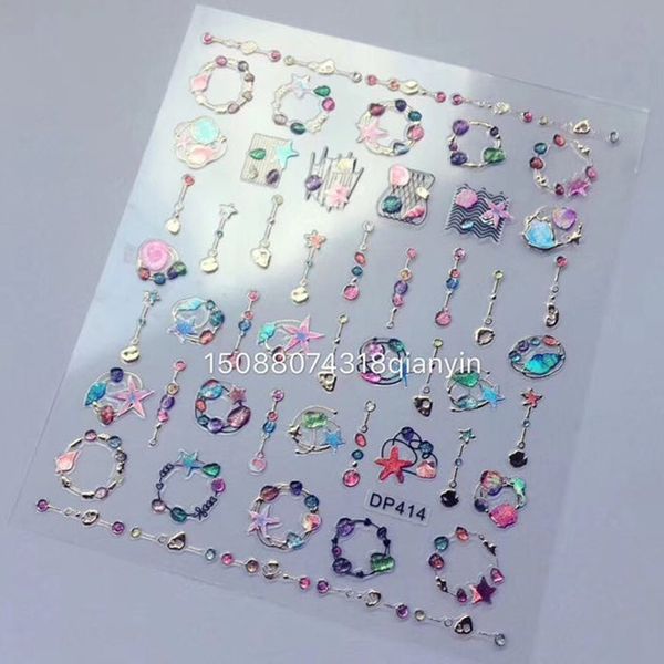 

dp414 jewel nail art sticker 3d nail decal stamping japan style design rhinestones decoration, Black