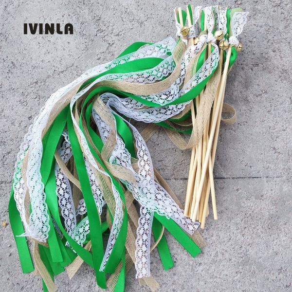 2019 Green Jute Wedding Wands With Gold Bell For Wedding