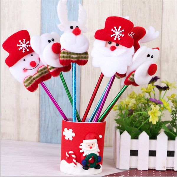 

24pcs/lot cute christmas snowman santa claus ballpoint pen 0.7mm bear blue roll ball pen office school supplies christmas gift, Blue;orange