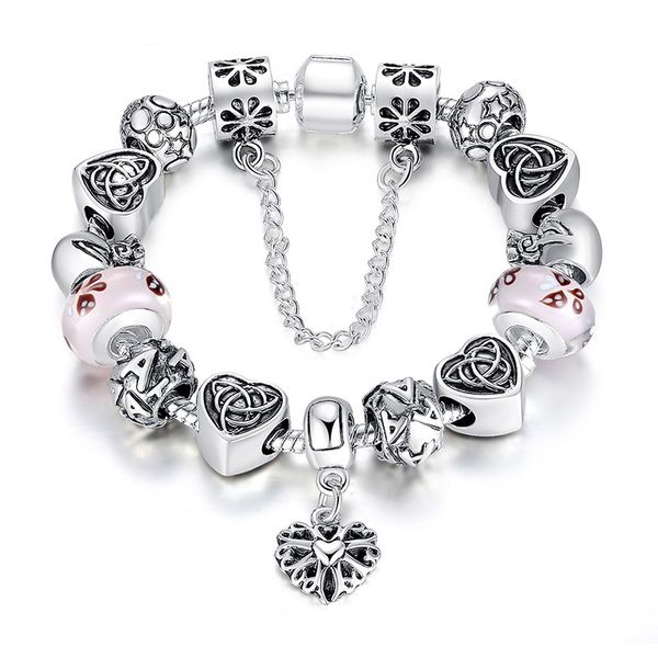 

selling diy pandora bracelet europe american popular jewelry festival gift women bracelet tibetan silver fine glass beaded bracelet