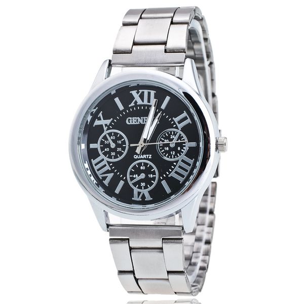

classic geneva stainless steel watch women casual analog quartz ladies dress wristwatches new 2018, Slivery;brown
