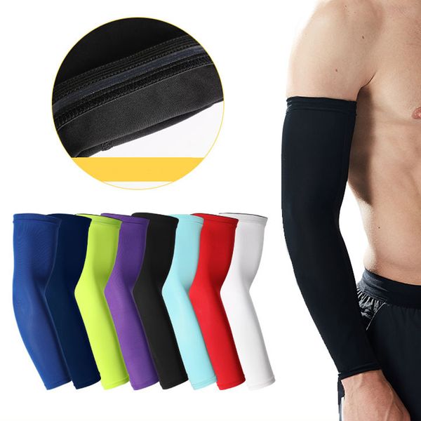 

basketball arm guards lengthen elbow protective gear men women sports riding fitness running slip breathable sunscreen sleeves ds0255 t03, Black