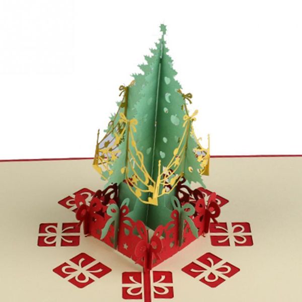 

1pc funny christmas cards paper cutting christmas tree greeting card new gift cards