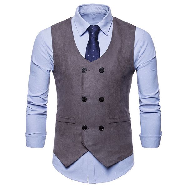 

mens vest waistcoat men's suit dress vest 2018 brand new double breasted suede men wedding tuxedo vests colete masculino, Black;white