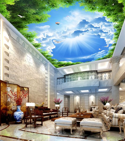 

custom retail 3d green forest blue sky white clouds zenith mural