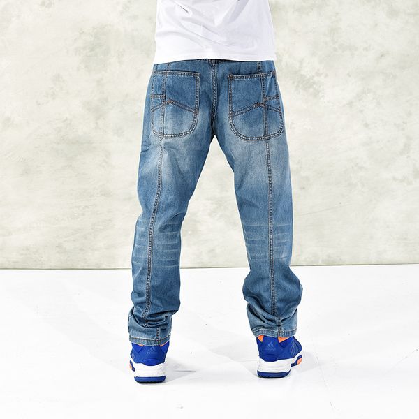 

2017 new casual large size 42 44 46 jeans men plus fertilizer to increase the individuality fashion hip-hop jeans loose, Blue