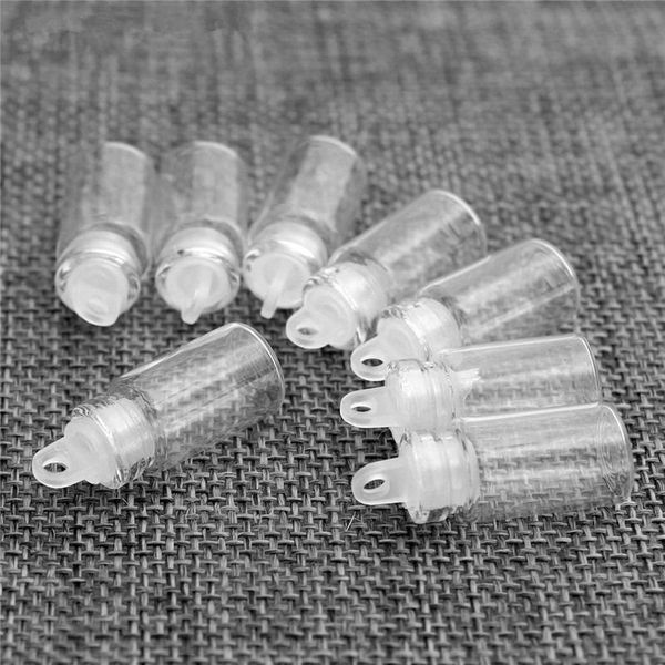 1 ml Mini-Glas-Wunschflaschen, winzige Gläser, Fläschchen mit Kunststoffstopfen, Bastelglas, Mason Message Fläschchen, Behälter F1178