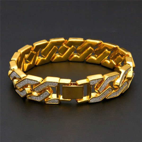 

cuban chain european bracelet for mens quality pop club accessories ice out hip hop bracelets gold plating bangle zircon chains charms, Black