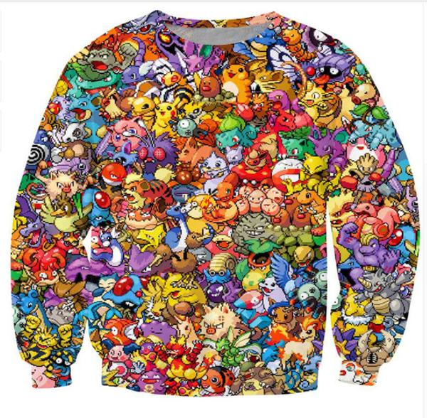 

wholesale-fashion womens/mens cartoon funny 3d print casual sweatshirt plus size qq08, Black