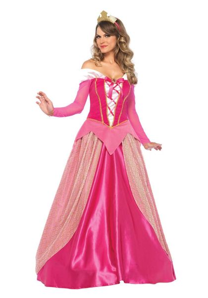 

aurora costume deluxe sleeping beauty princess aurora gorgeous costume halloween carnival cosplay pink princess long dress, Black;red