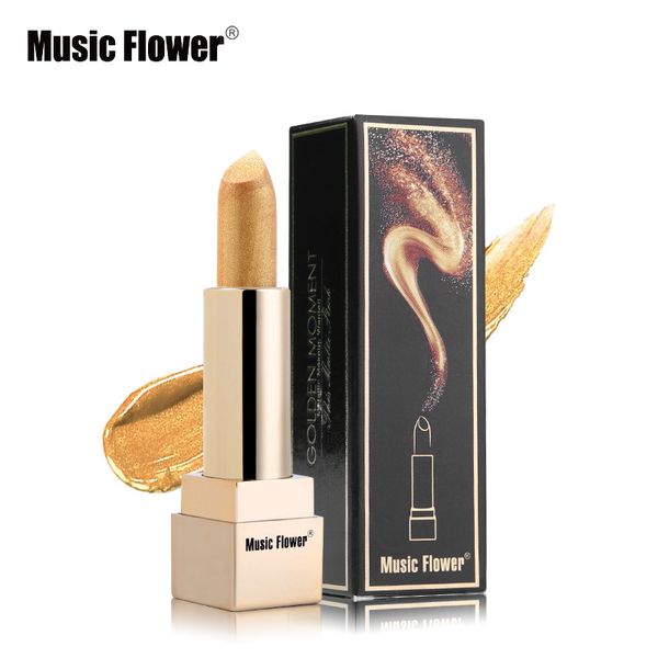 Chegada nova Música Flor Batom Ouro Cosméticos de longa duração à prova de Água Batom Dourado Ferramentas de Maquiagem Cosmética