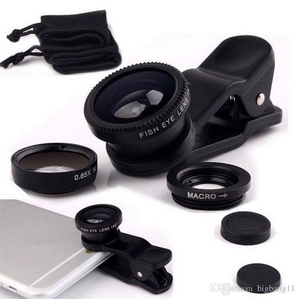 

good quality good quality fish eye lens 3 in 1 universal mobile phone camera wide+macro+fisheye lenses sell wholesales