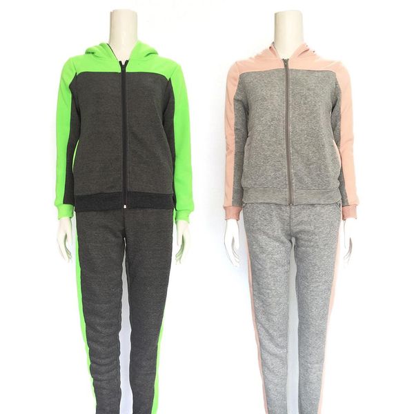 

women running sports set tracksuit sportswear hooded long sleeve running jacket workout pants sports jogging clothing suits, Black;blue