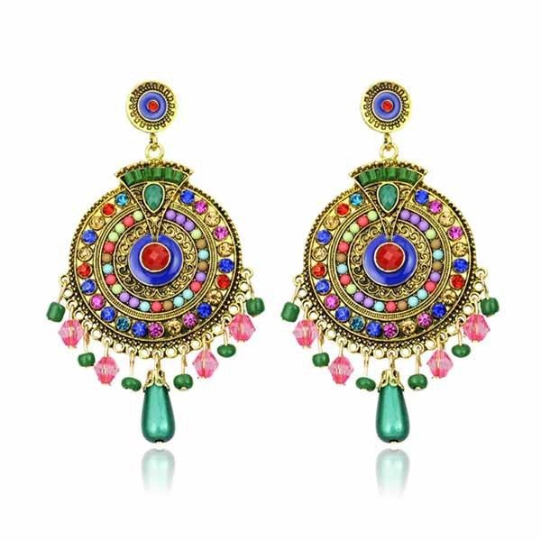 

instagram hipsters must-have bohemian earrings women's alloy rhinestone jewelry, Golden