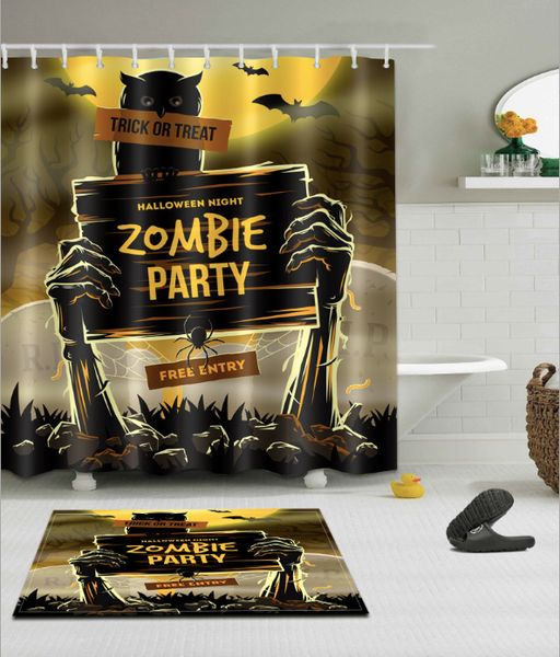 

zombie hands pattern 3d print custom waterproof bathroom modern shower curtain polyester fabric bathroom curtain door mat sets