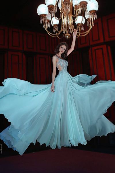 

2020 Новый Ice Blue Said Mhamad Sweetheart Вечерние платья бретельках бисером Кристаллы складкам