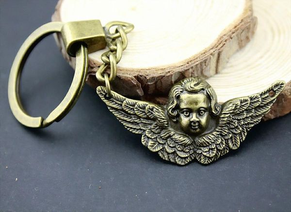 

6 pieces key chain women key rings for car keychains with charms angel 50x23mm, Slivery;golden
