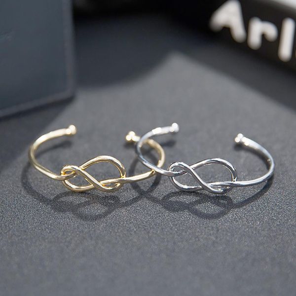 

feminina simple knot cuff bracelet manchette knot bangle women bridesmaid jewelry, Golden;silver