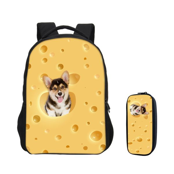 

2pcs /set hamsters cat cheeses 3d printing cute kawai backpacks for girls boys pencil case teenage children school bag bookbag