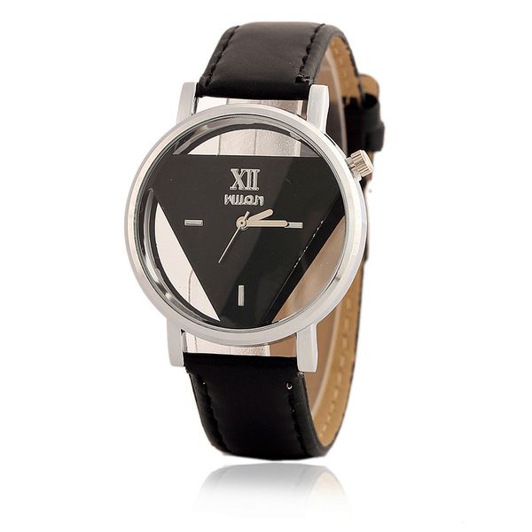 

fashion hollow inverted triangle jewelry female casual simple cartoon quartz watch clock wholesale, Slivery;brown