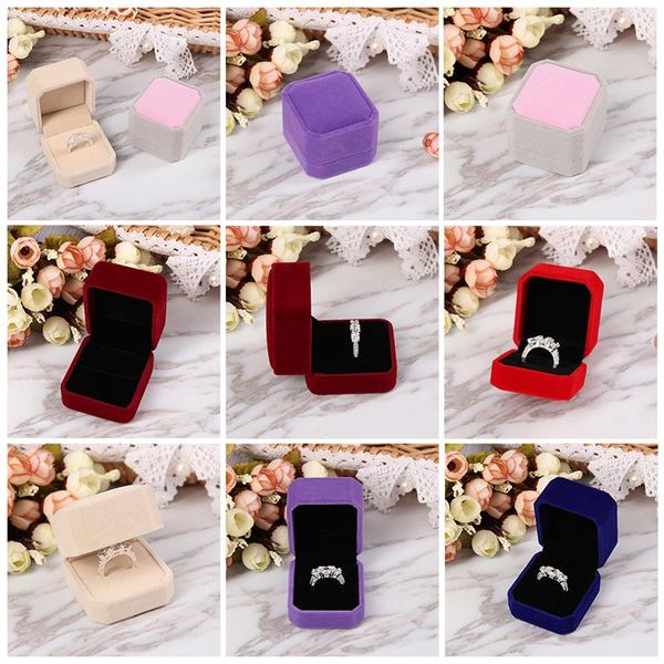 

mix colors velvet engagement wedding earring ring pendant jewelry display storage box case for women, Black;white