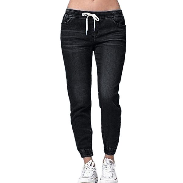 

casual jogger pants 2018 elastic skinny pencil jeans for women leggings jeans high waist women's denim drawstring pants, Blue
