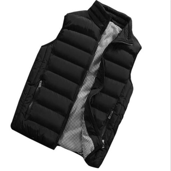 

new mens jacket sleeveless vest winter fashion casual slim coats brand clothing cotton-padded men vest men waistcoat big size, Black;white