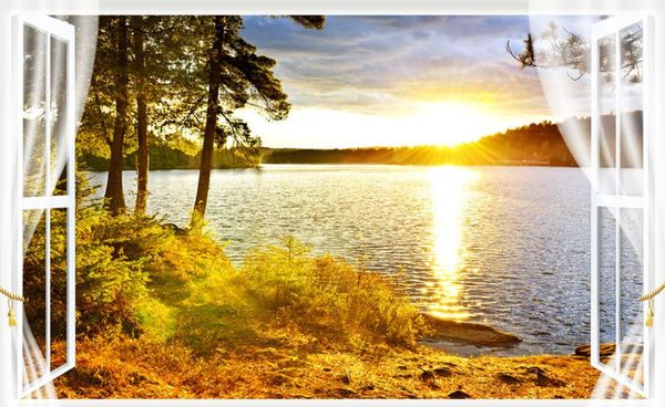 

3d wallpaper mural decor p backdrop original suburban lake rural landscape tv background wall wallpaper mural painting for living room