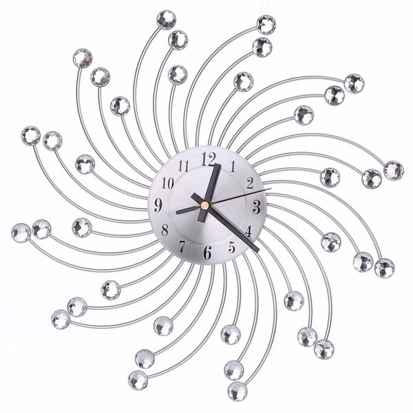 

3d diamonds flower metal wall clock europe style silent dazzling wall watch for living room home office decor c42